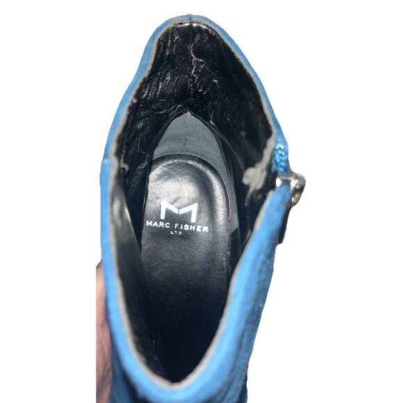 Marc Fisher Ltd Blue Suede Pointed Toe High Heel Ankle Boot Women's Size 10 - Picture 6 of 10